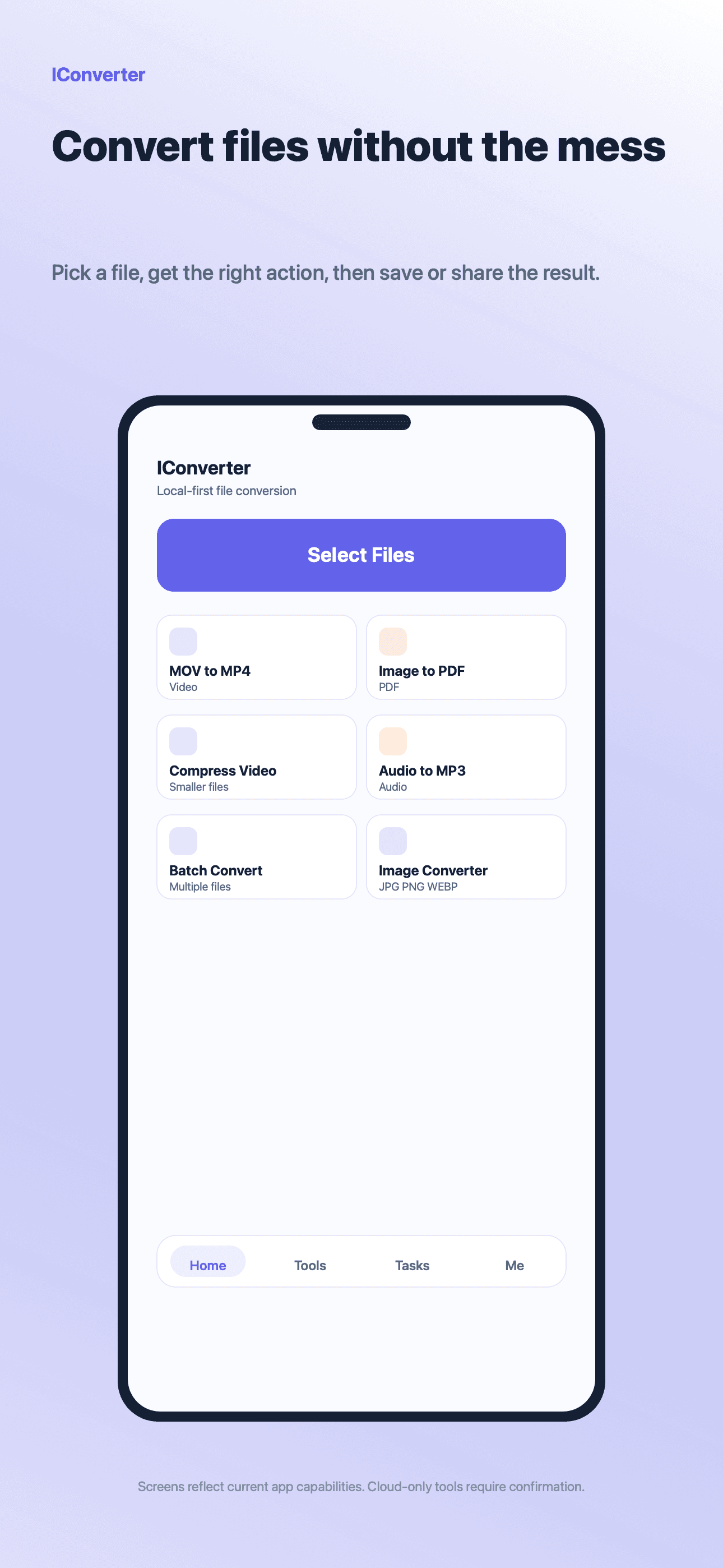 IConverter home screen